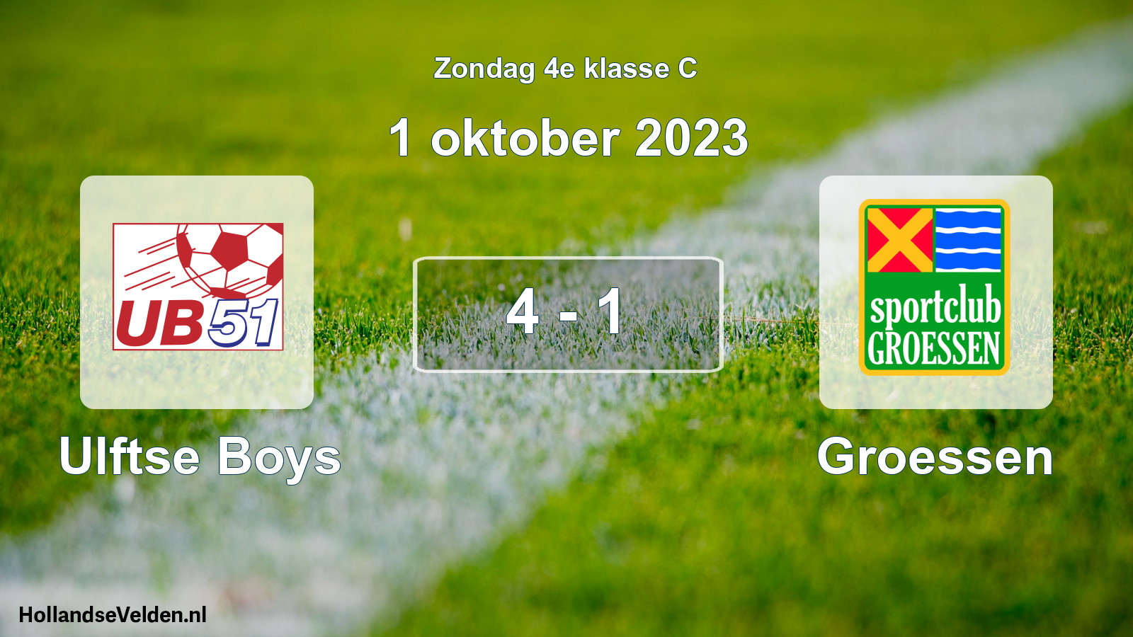 Total number of matches played: Ulftse Boys - Groessen 4 - 1 (1 October 2023)
