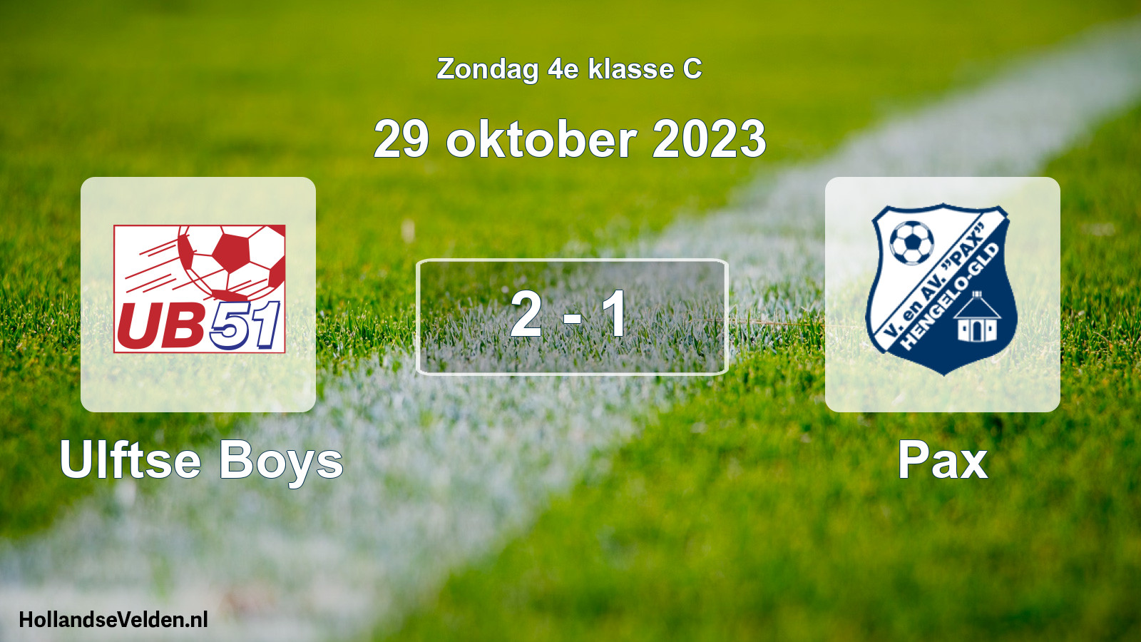 Total number of matches played: Ulftse Boys - Pax 2 - 1 (29 October 2023)