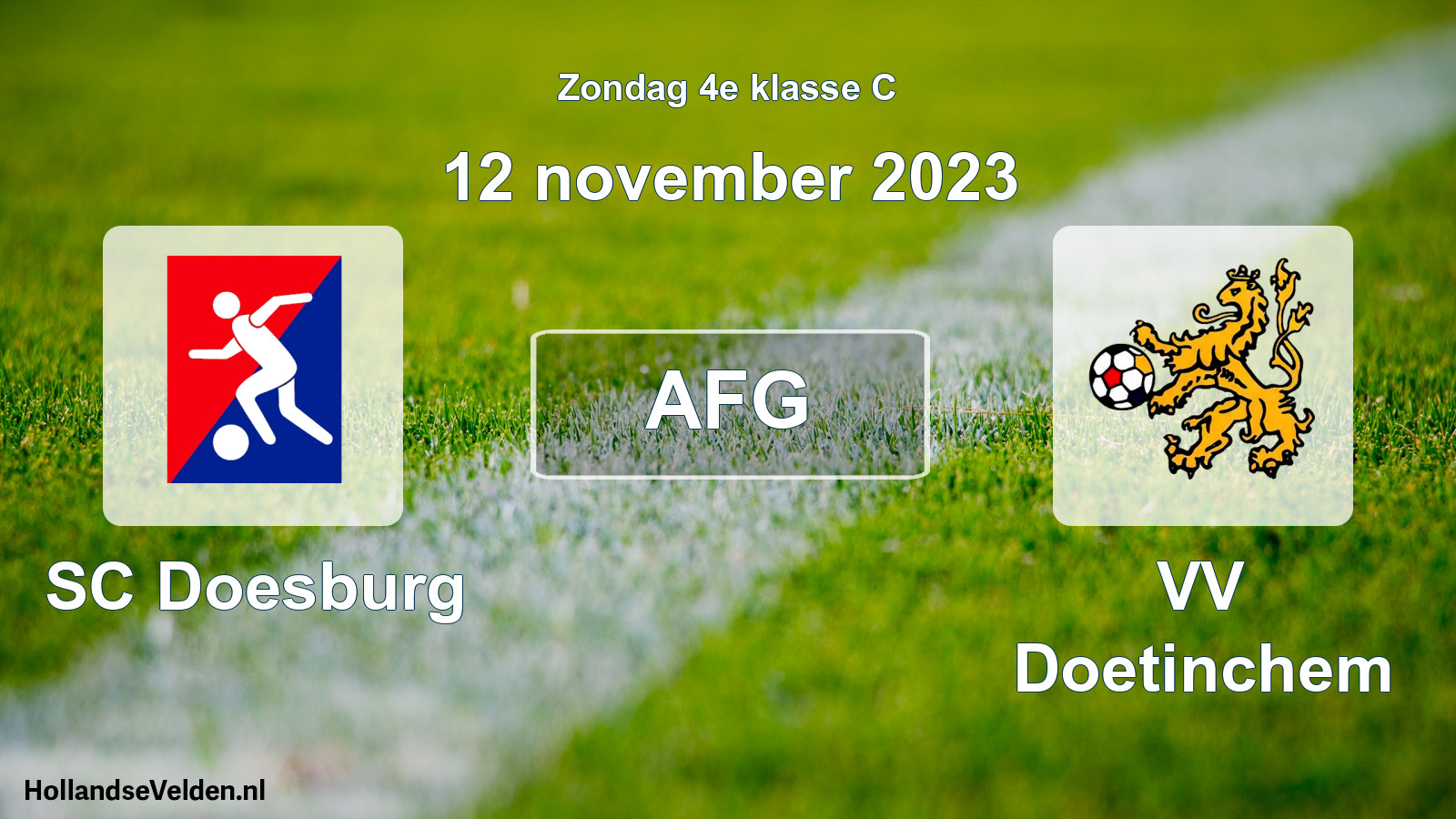 Geplande wedstrijd: SC Doesburg - VV Doetinchem (12 november 2023)