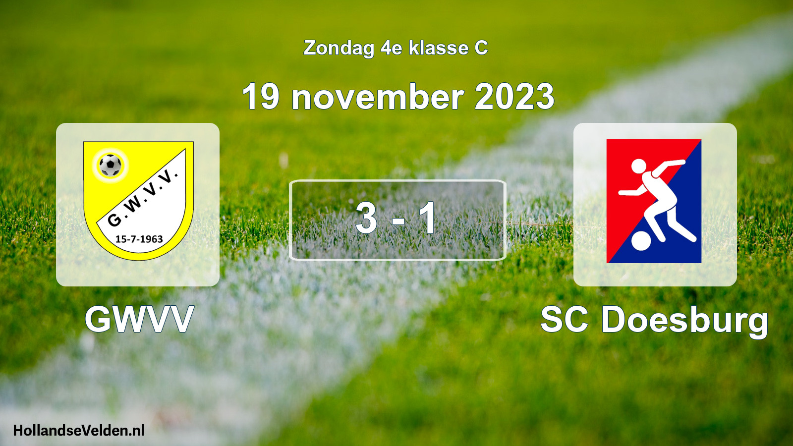 Total number of matches played: GWVV - SC Doesburg 3 - 1 (19 November 2023)