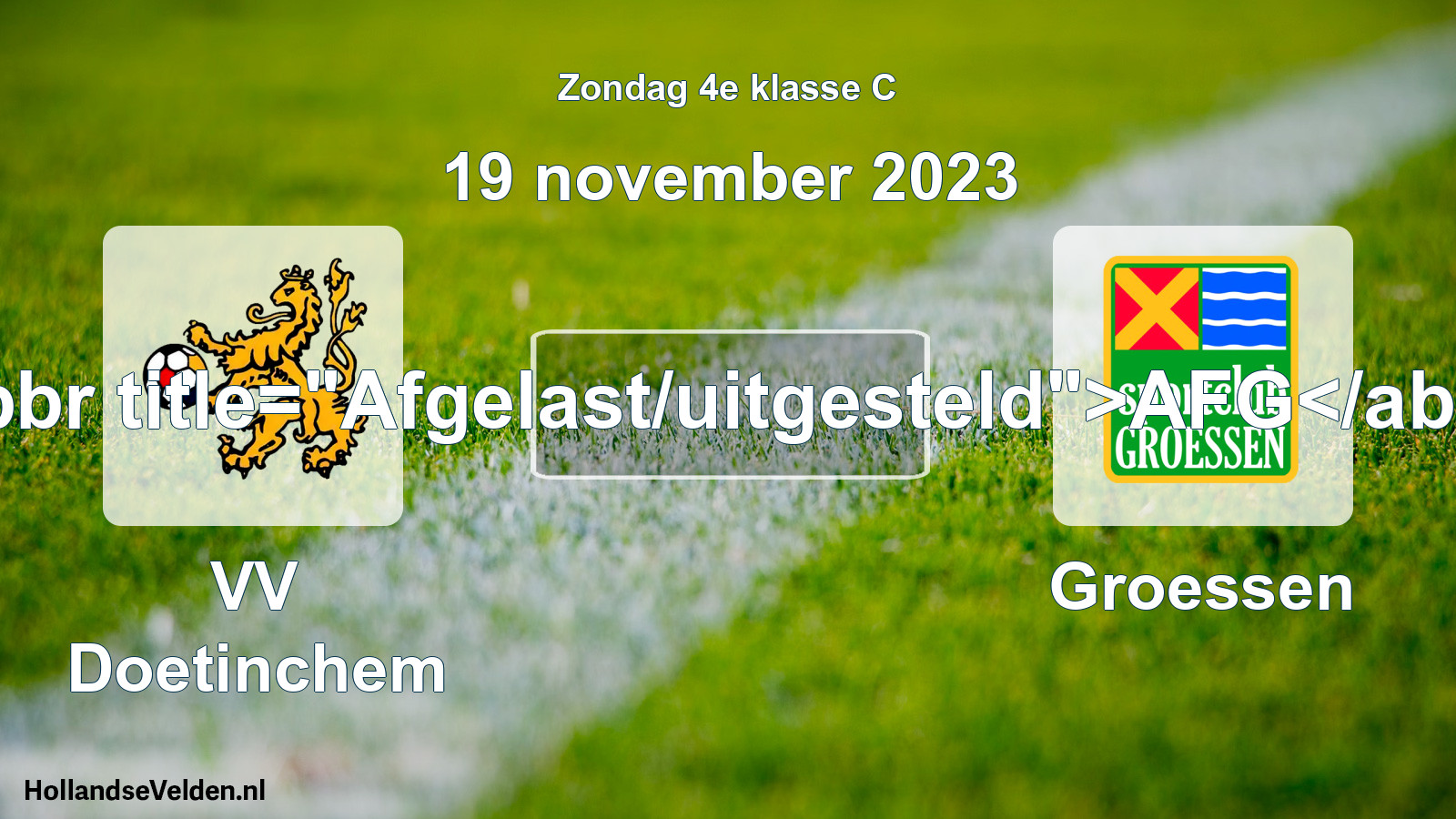 Scheduled Match: VV Doetinchem - Groessen (19 November 2023)