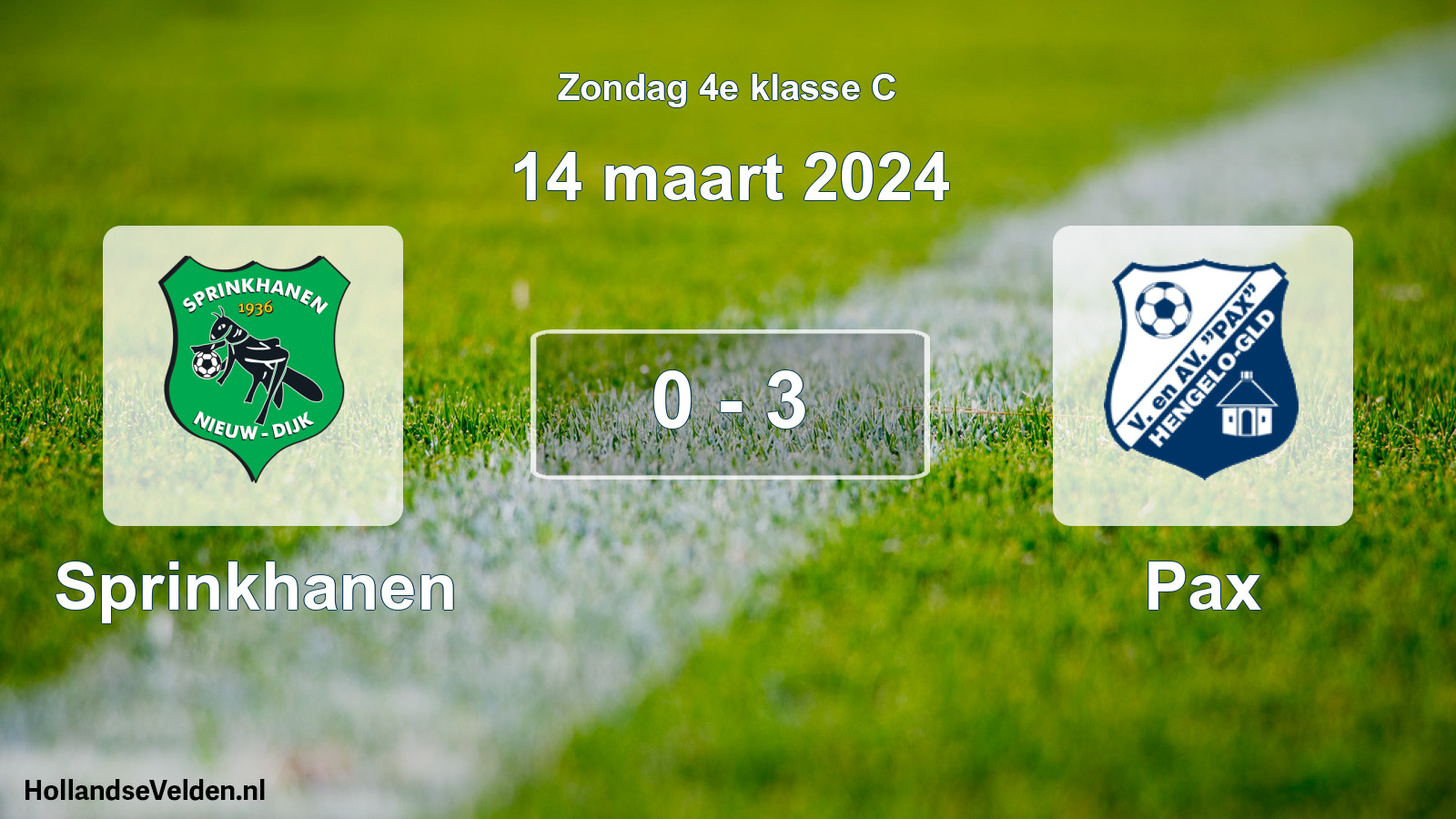 Total number of matches played: Sprinkhanen - Pax 0 - 3 (14 March 2024)