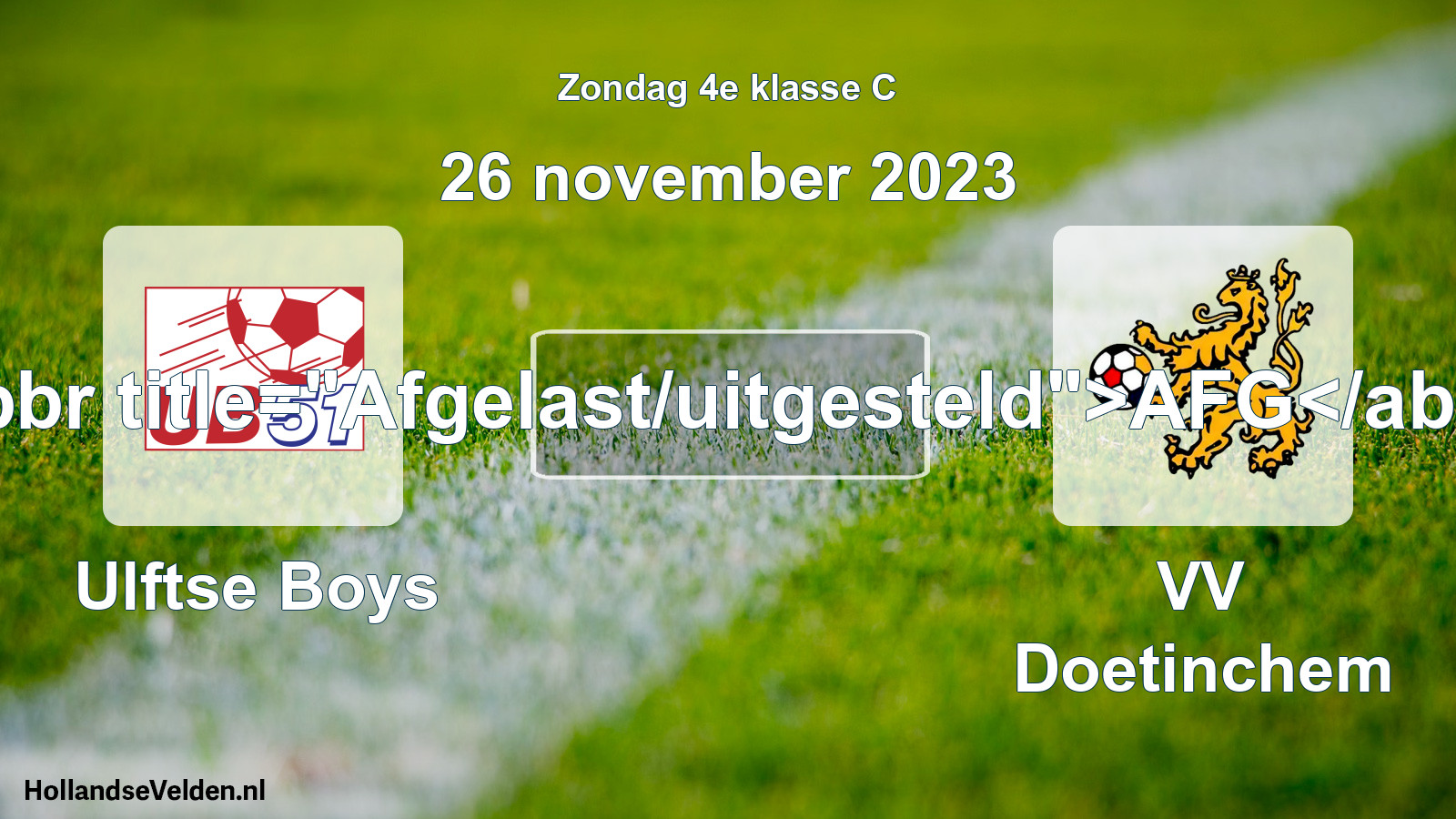 Scheduled Match: Ulftse Boys - VV Doetinchem (26 November 2023)