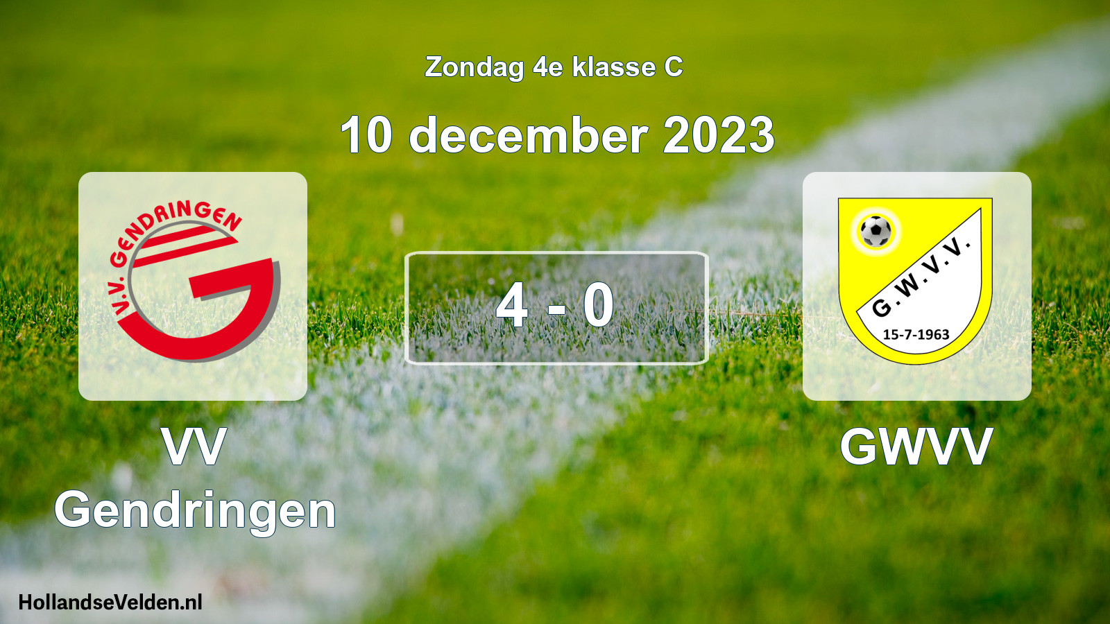 Total number of matches played: VV Gendringen - GWVV 4 - 0 (10 December 2023)