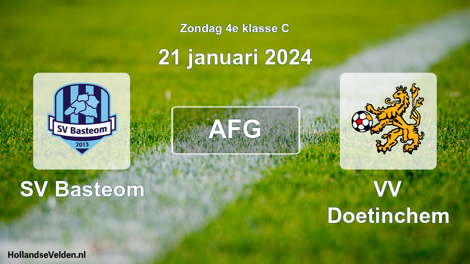 Scheduled Match: SV Basteom - VV Doetinchem (21 January 2024)