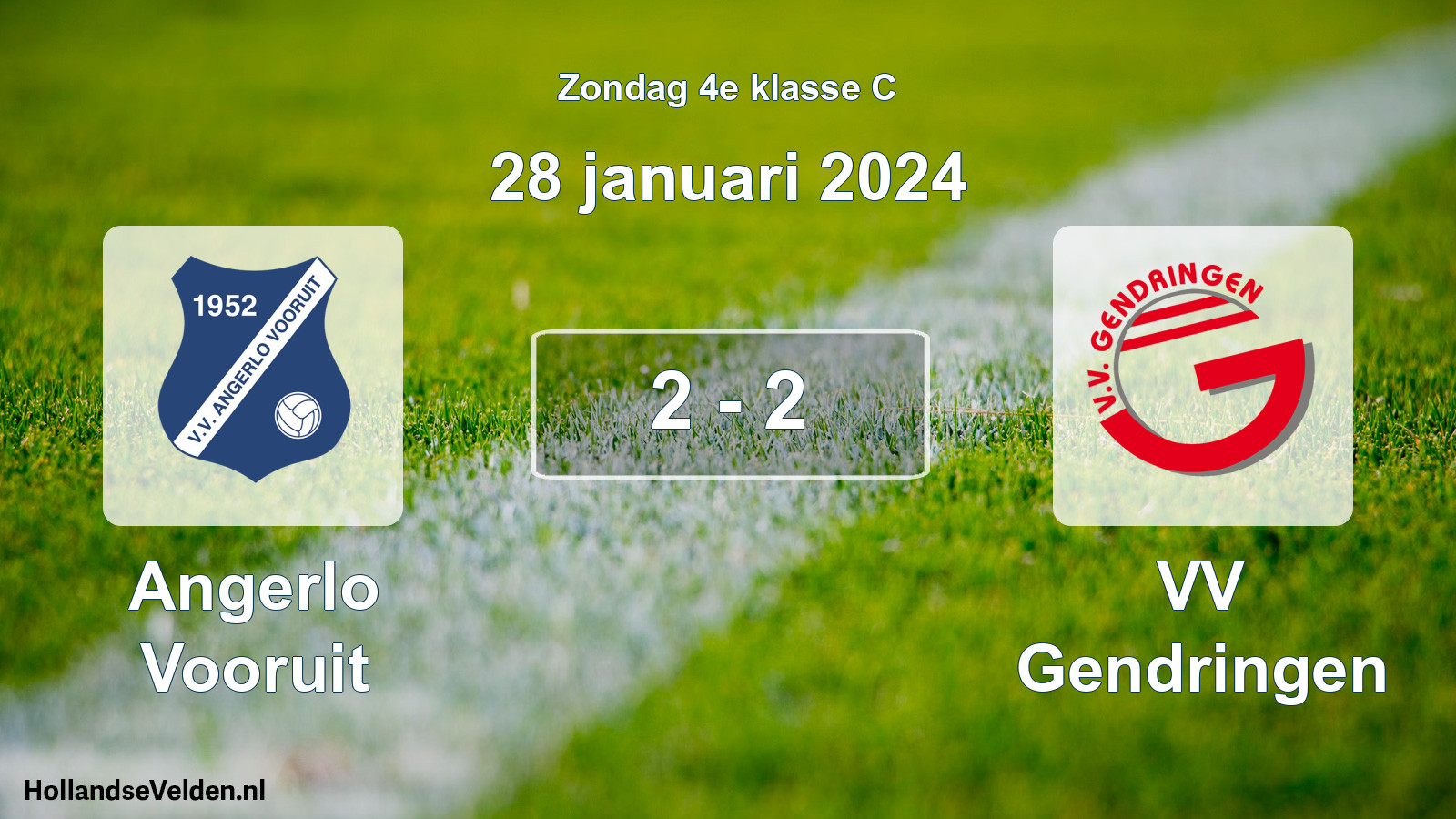 Total number of matches played: Angerlo Vooruit - VV Gendringen 2 - 2 (28 January 2024)