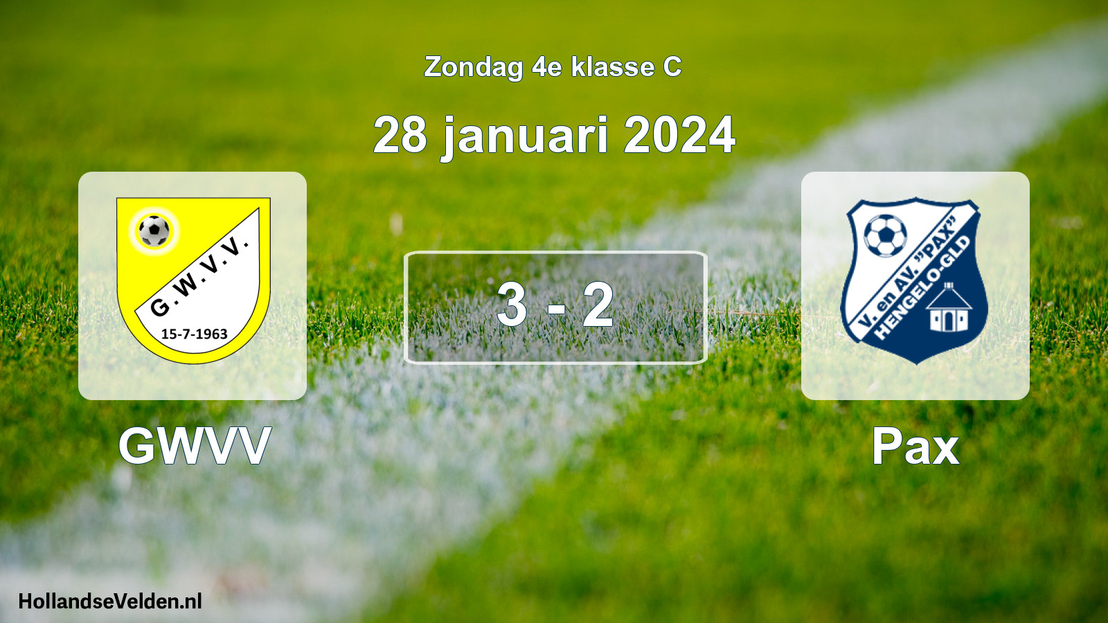 Total number of matches played: GWVV - Pax 3 - 2 (28 January 2024)