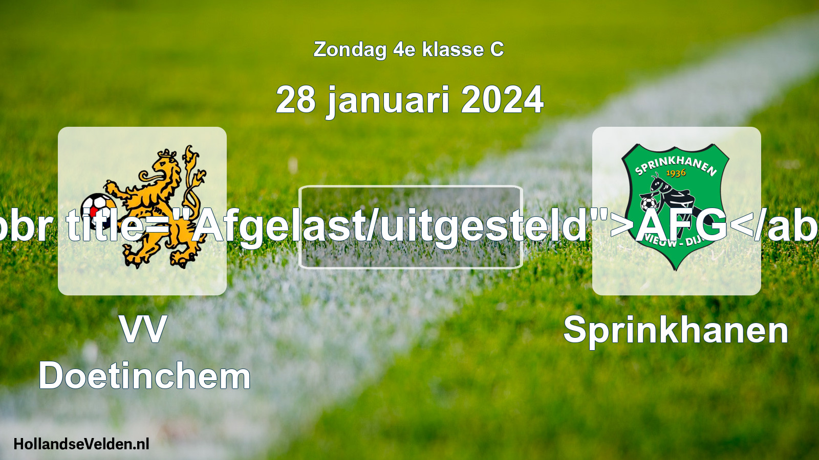 Scheduled Match: VV Doetinchem - Sprinkhanen (28 January 2024)