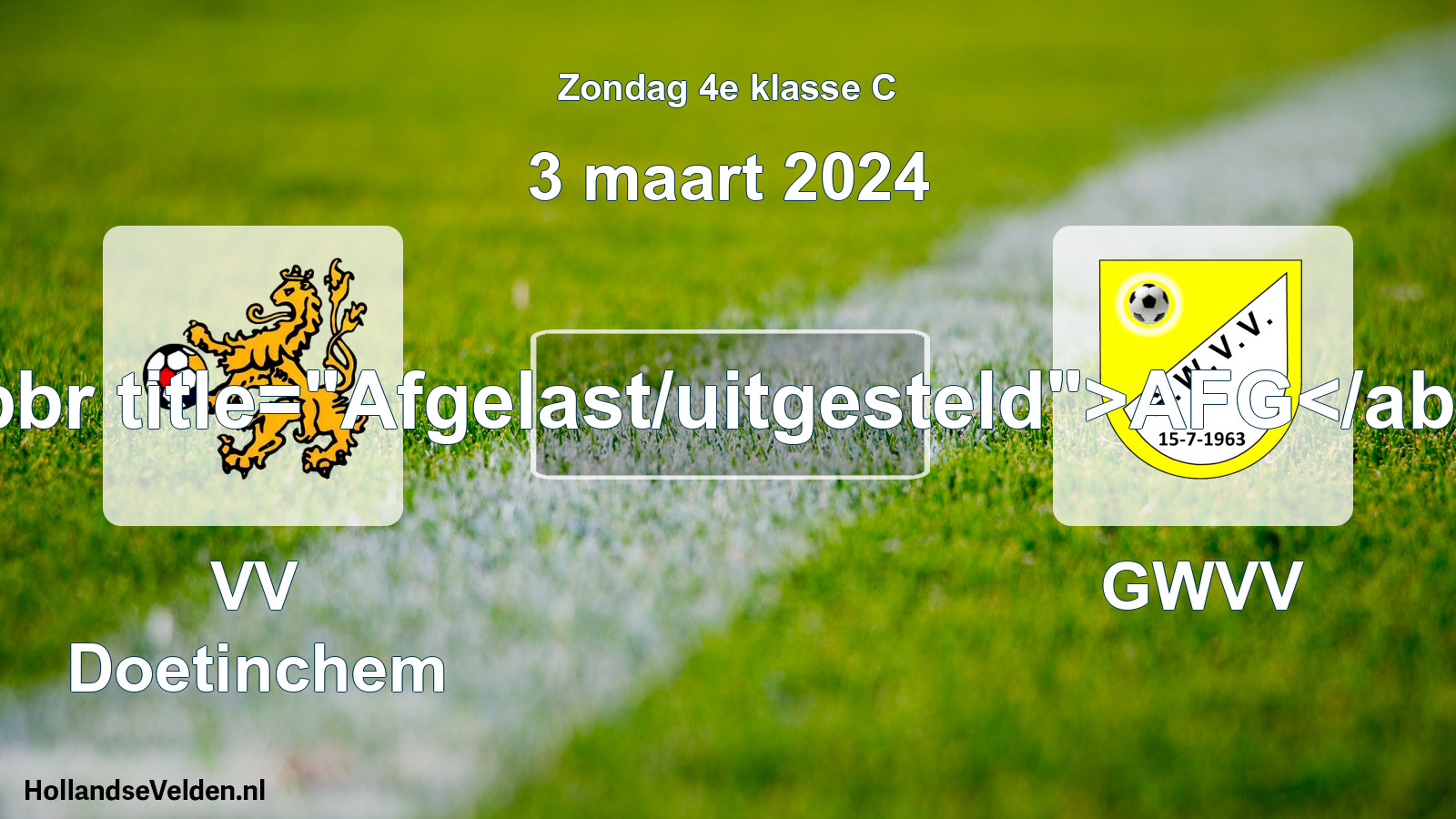 Scheduled Match: VV Doetinchem - GWVV (3 March 2024)