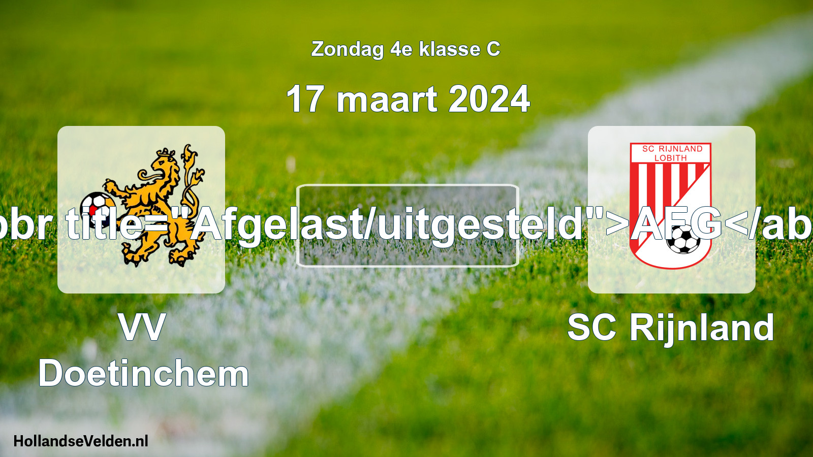 Scheduled Match: VV Doetinchem - SC Rijnland (17 March 2024)