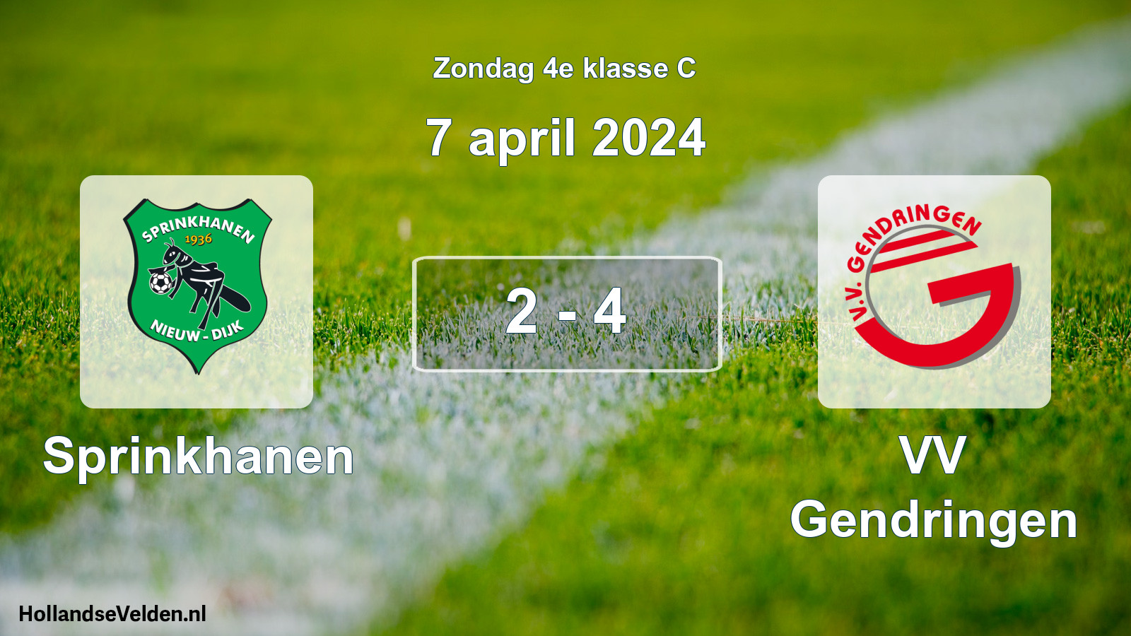 Total number of matches played: Sprinkhanen - VV Gendringen 2 - 4 (7 April 2024)