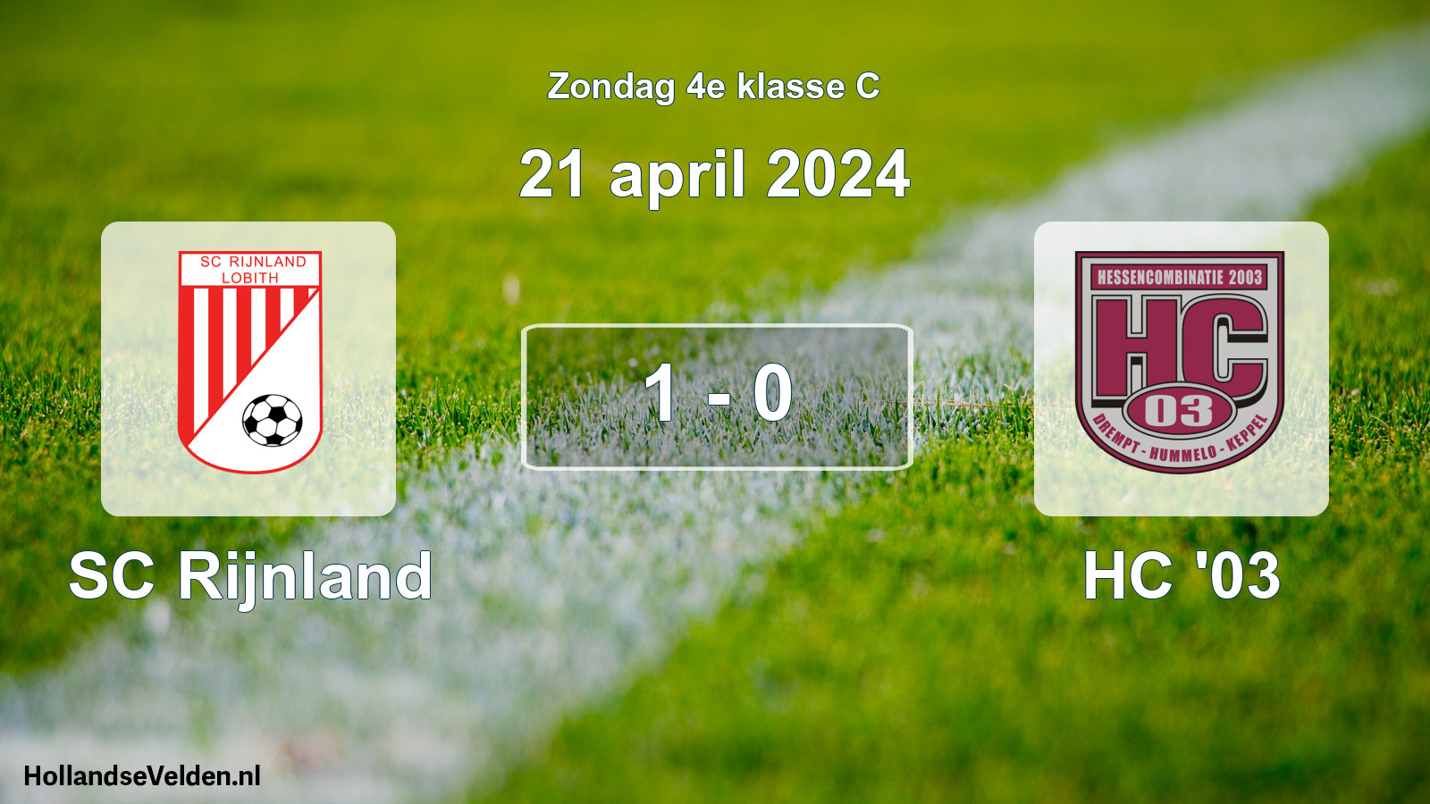 Total number of matches played: SC Rijnland - HC '03 1 - 0 (21 April 2024)