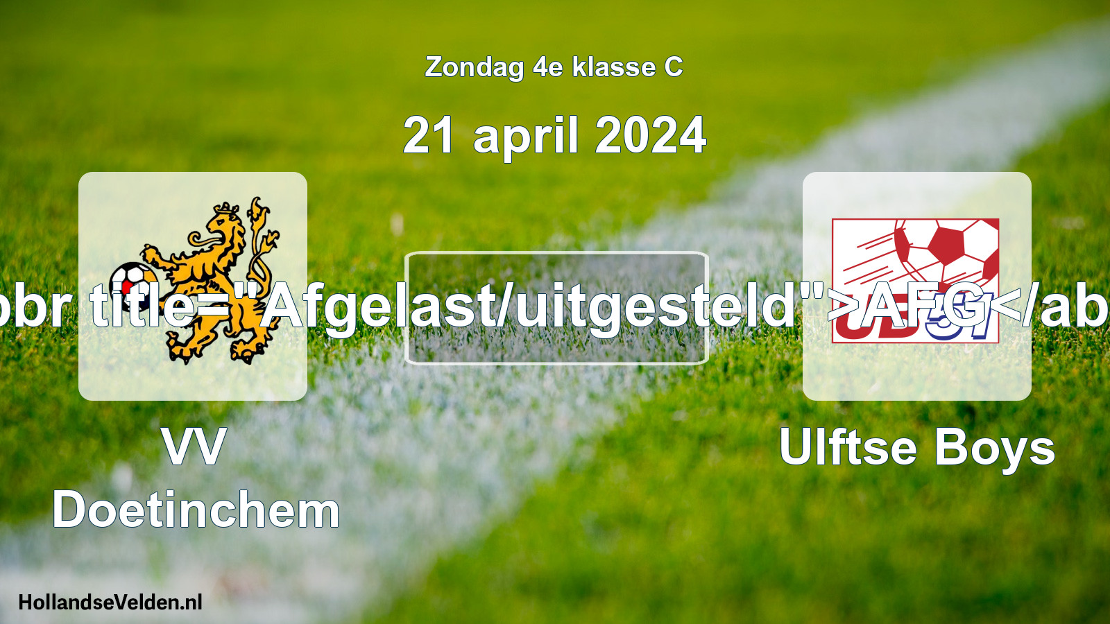 Scheduled Match: VV Doetinchem - Ulftse Boys (21 April 2024)