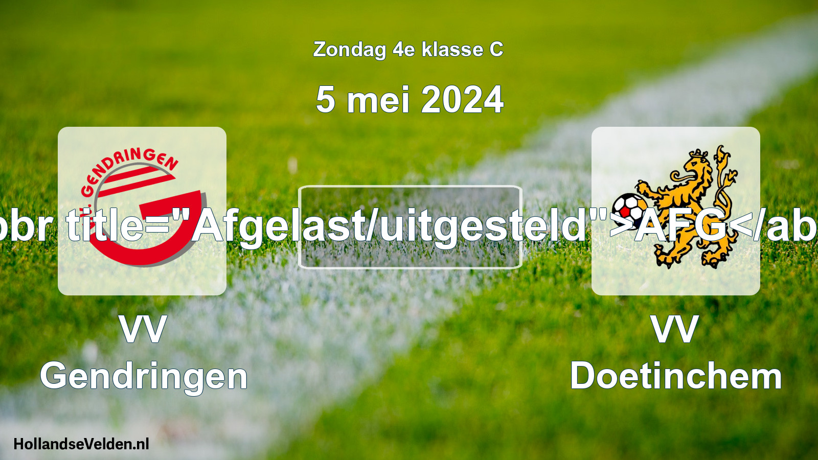 Scheduled Match: VV Gendringen - VV Doetinchem (5 May 2024)