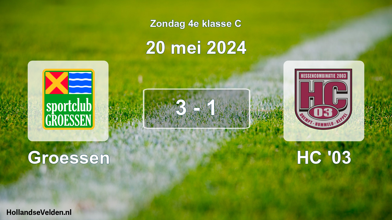 Total number of matches played: Groessen - HC '03 3 - 1 (20 May 2024)