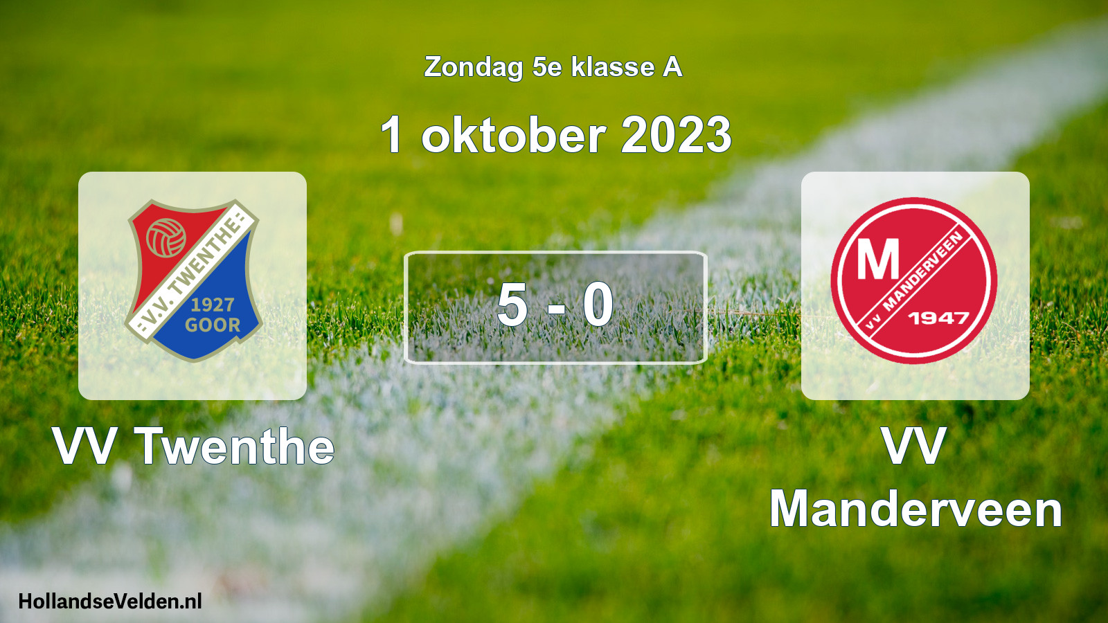 Gespeelde wedstrijd: VV Twenthe - VV Manderveen 5 - 0 (1 oktober 2023)