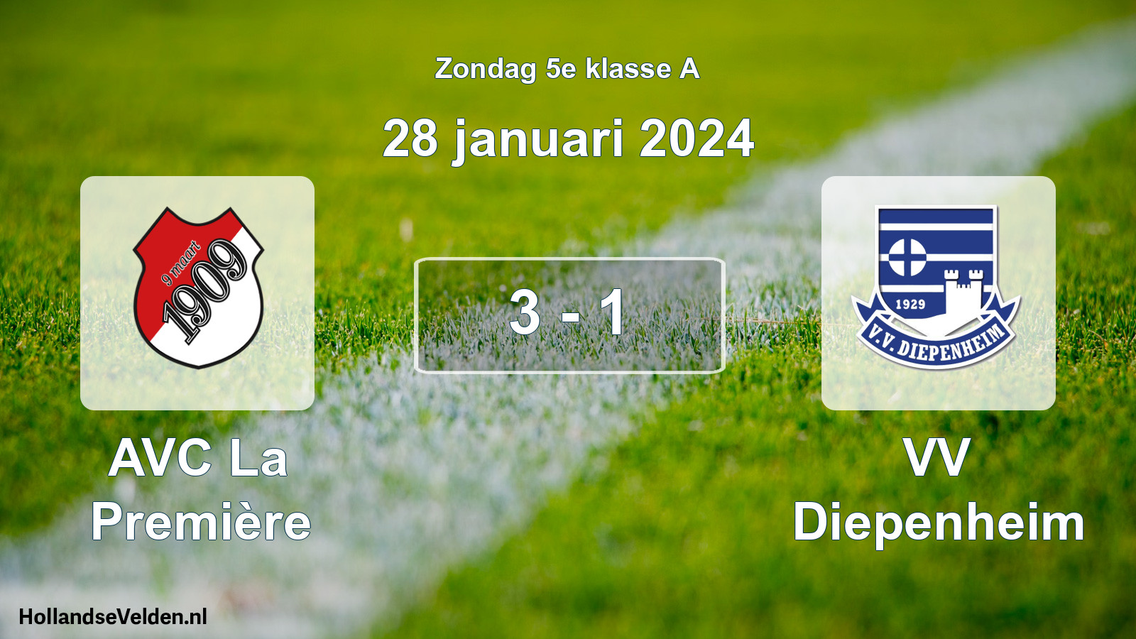 Total number of matches played: AVC La Première - VV Diepenheim 3 - 1 (28 January 2024)