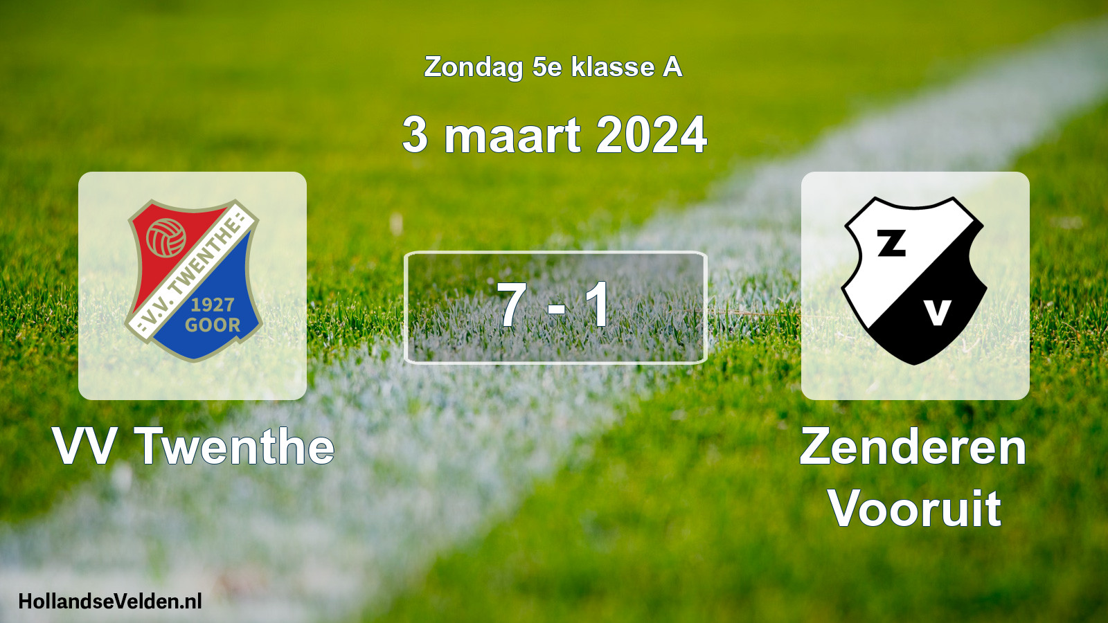 Total number of matches played: VV Twenthe - Zenderen Vooruit 7 - 1 (3 March 2024)