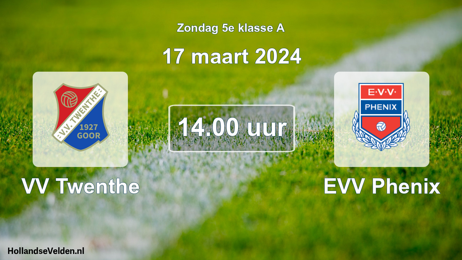 Geplande wedstrijd: VV Twenthe - EVV Phenix (17 maart 2024)