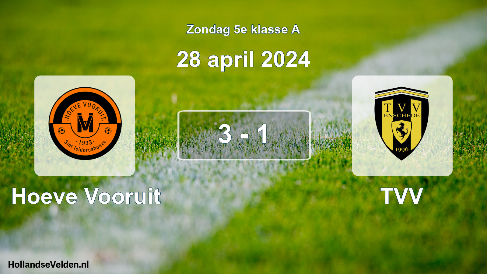 Total number of matches played: Hoeve Vooruit - TVV 3 - 1 (28 April 2024)