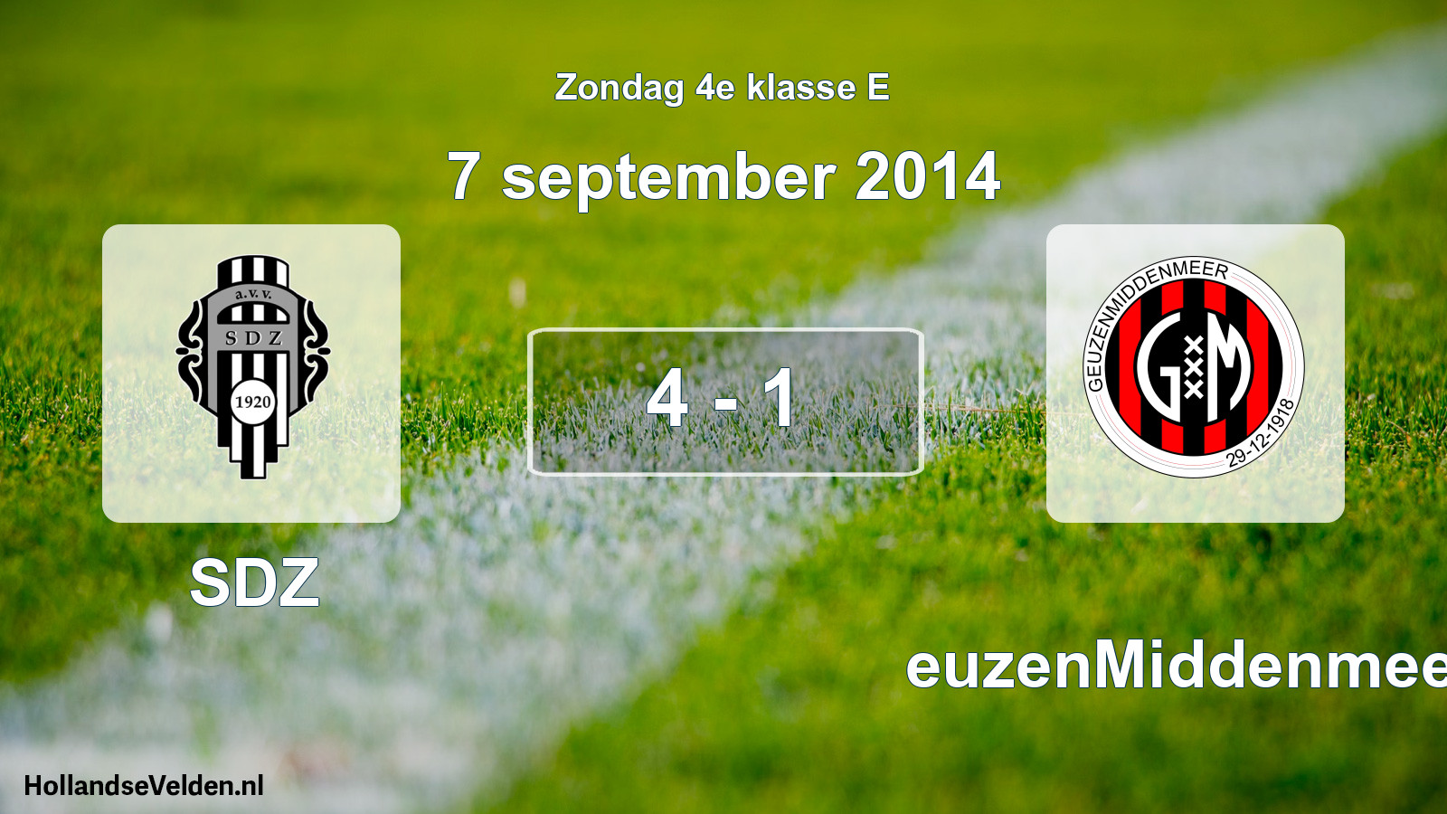 Total number of matches played: SDZ - GeuzenMiddenmeer 4 - 1 (7 September 2014)
