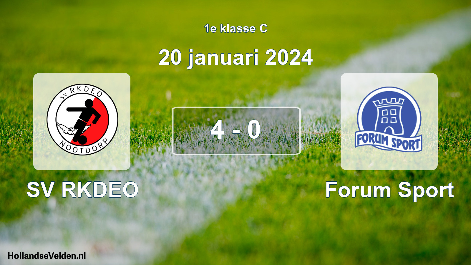Total number of matches played: SV RKDEO - Forum Sport 4 - 0 (20 January 2024)