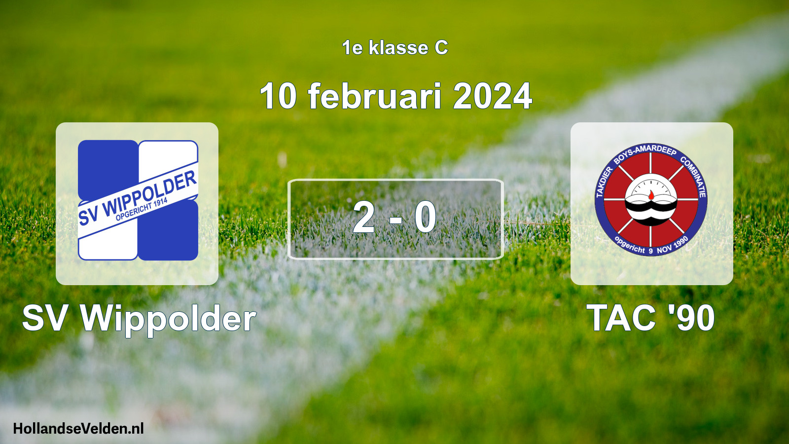 Total number of matches played: SV Wippolder - TAC '90 2 - 0 (10 February 2024)