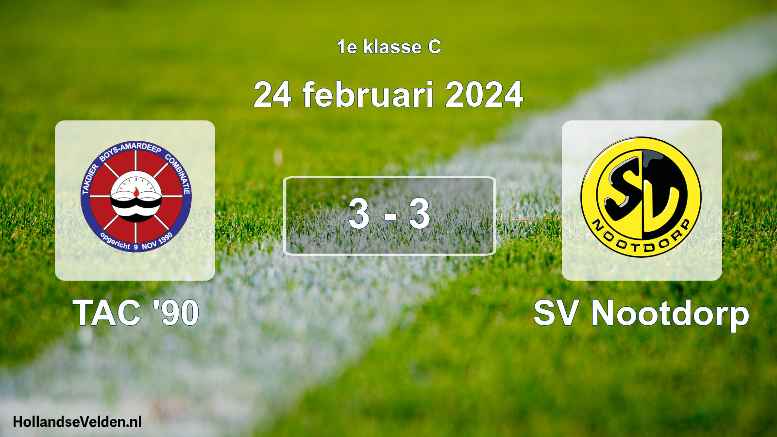 Total number of matches played: TAC '90 - SV Nootdorp 3 - 3 (24 February 2024)