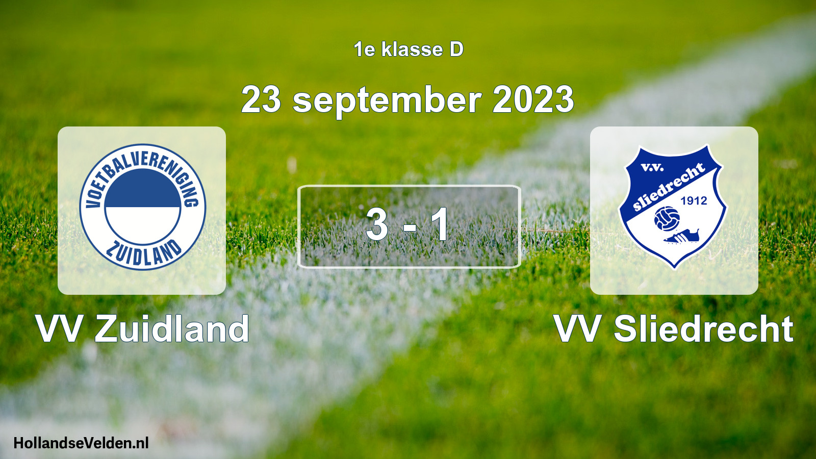 Total number of matches played: VV Zuidland - VV Sliedrecht 3 - 1 (23 September 2023)