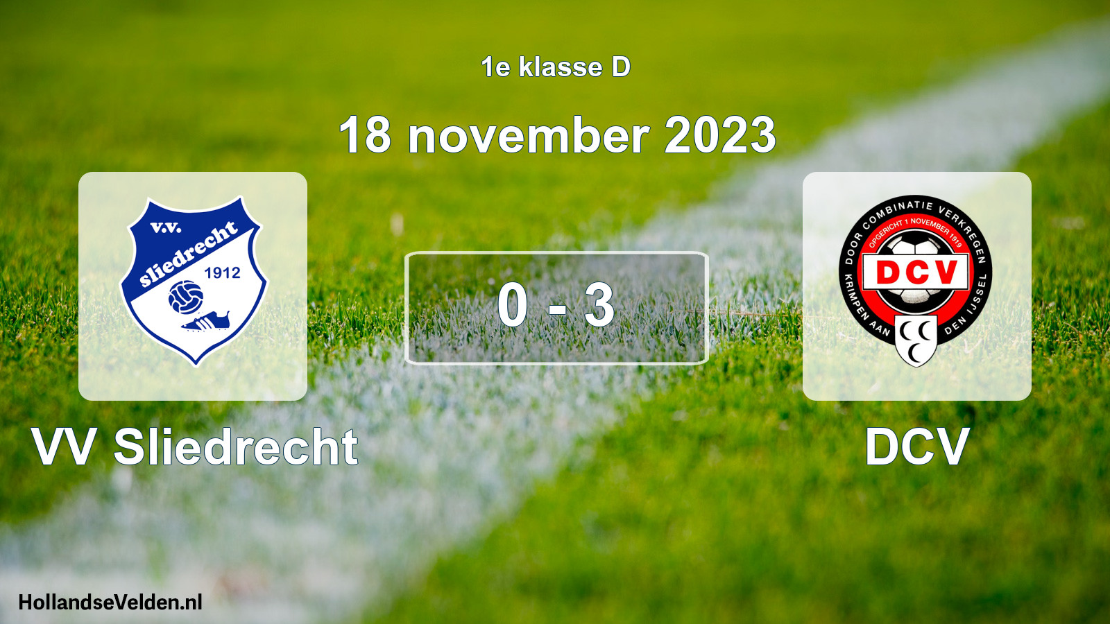 Total number of matches played: VV Sliedrecht - DCV 0 - 3 (18 November 2023)