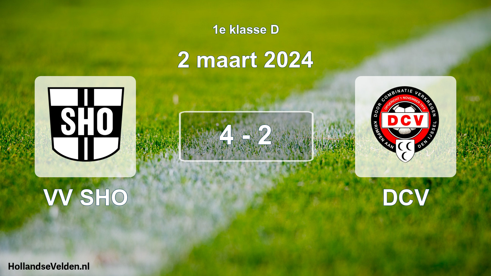 Total number of matches played: VV SHO - DCV 4 - 2 (2 March 2024)