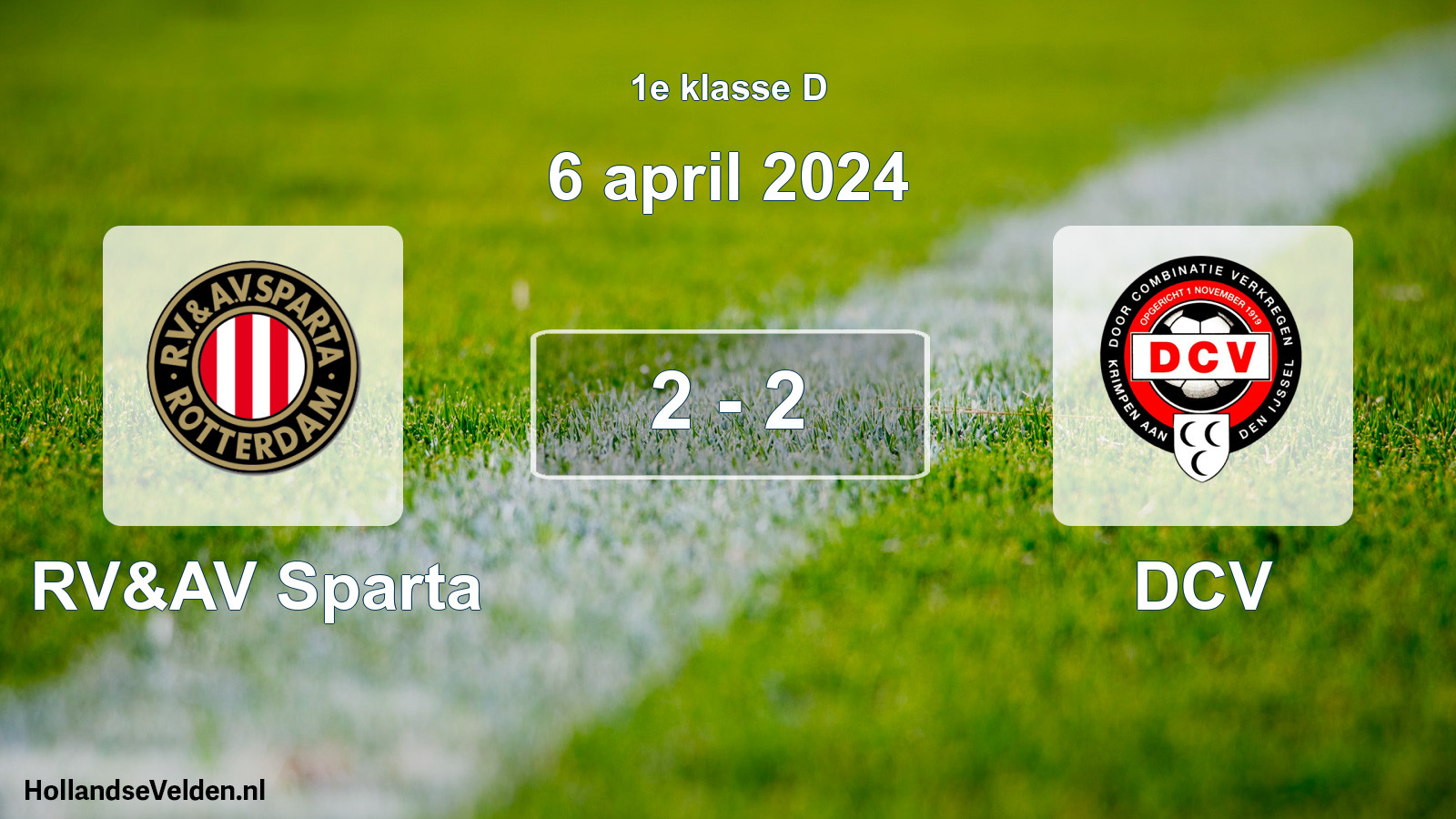 Total number of matches played: RV&AV Sparta - DCV 2 - 2 (6 April 2024)