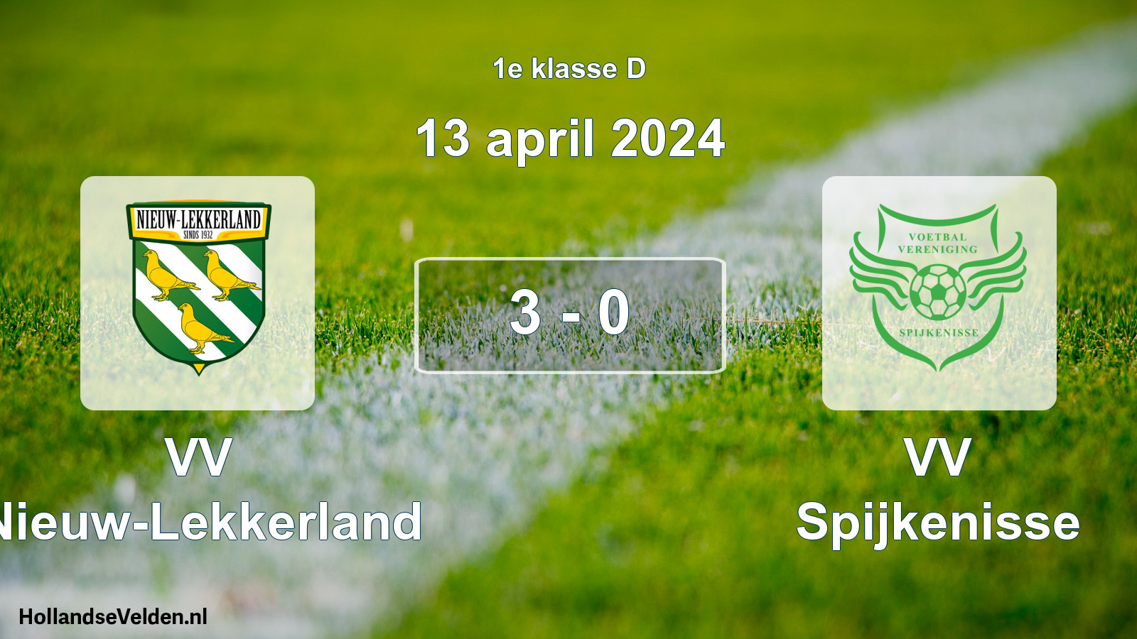 Total number of matches played: VV Nieuw-Lekkerland - VV Spijkenisse 3 - 0 (13 April 2024)