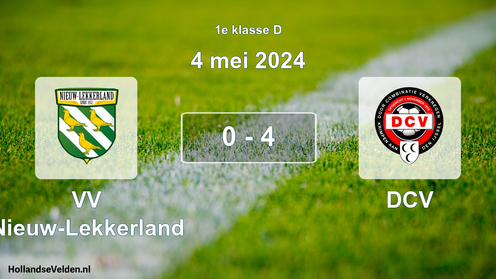 Total number of matches played: VV Nieuw-Lekkerland - DCV 0 - 4 (4 May 2024)