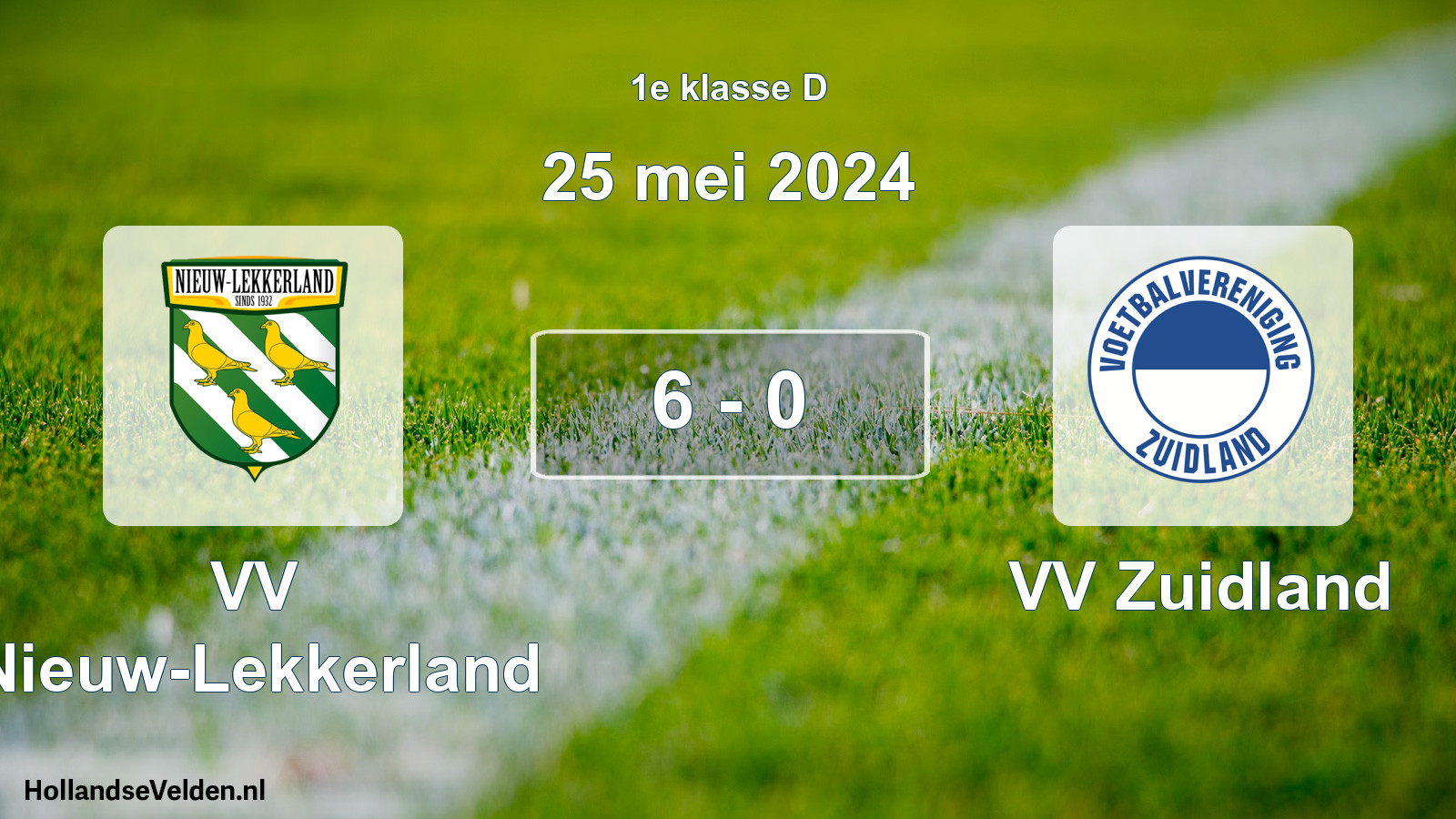 Total number of matches played: VV Nieuw-Lekkerland - VV Zuidland 6 - 0 (25 May 2024)