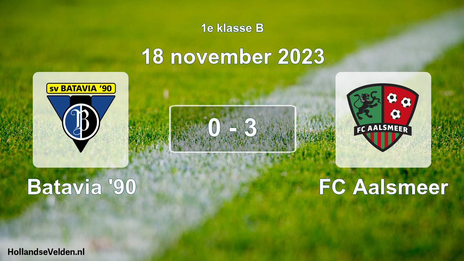Total number of matches played: Batavia '90 - FC Aalsmeer 0 - 3 (18 November 2023)