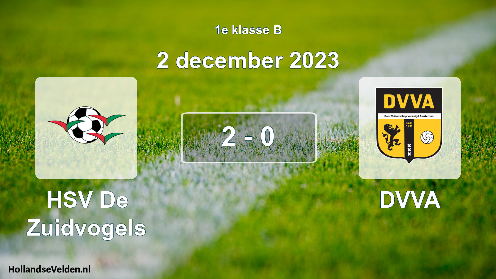 Total number of matches played: HSV De Zuidvogels - DVVA 2 - 0 (2 December 2023)