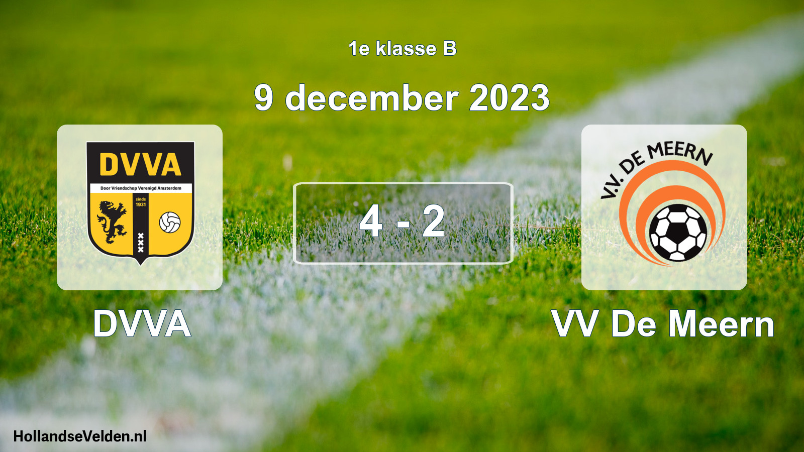 Total number of matches played: DVVA - VV De Meern 4 - 2 (9 December 2023)