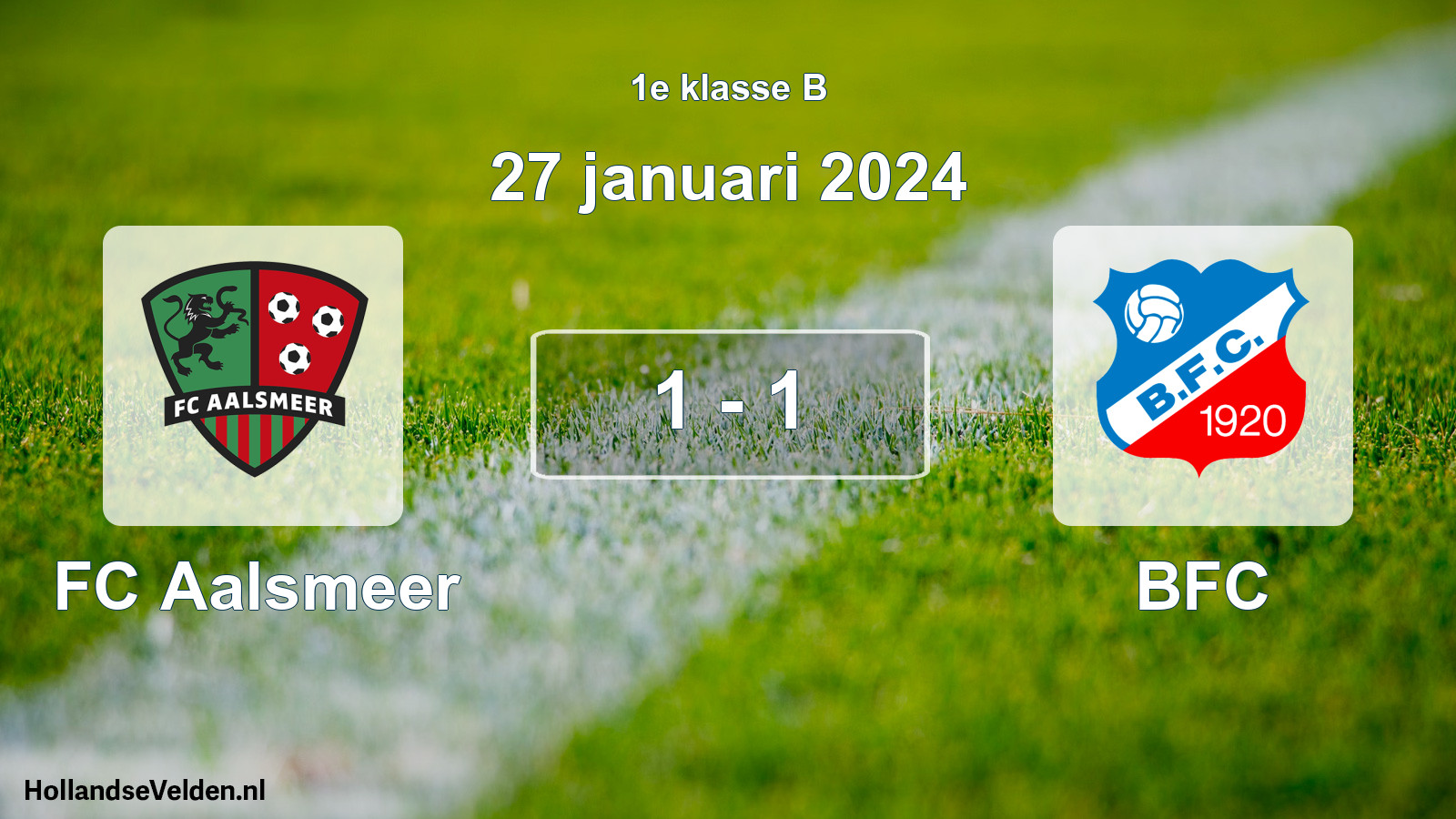 Total number of matches played: FC Aalsmeer - BFC 1 - 1 (27 January 2024)