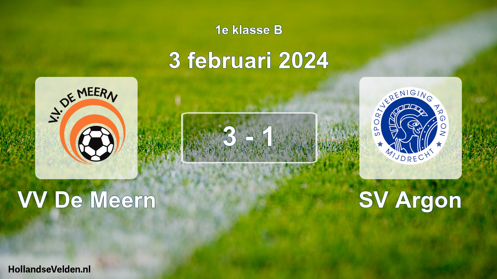 Total number of matches played: VV De Meern - SV Argon 3 - 1 (3 February 2024)