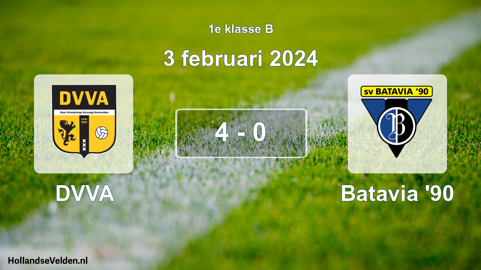 Total number of matches played: DVVA - Batavia '90 4 - 0 (3 February 2024)