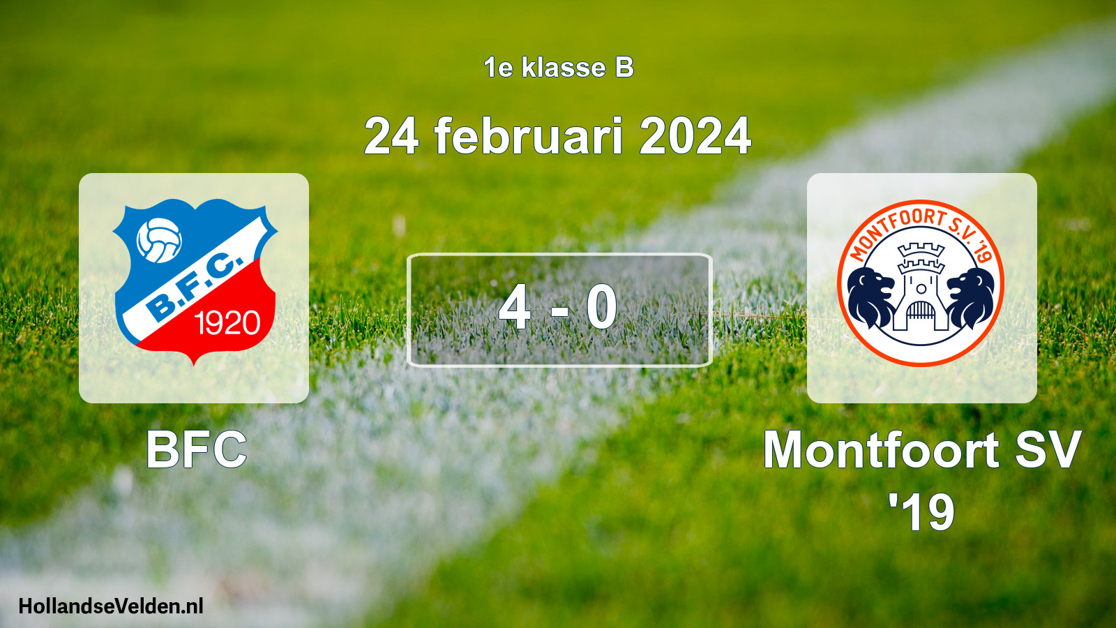 Total number of matches played: BFC - Montfoort SV '19 4 - 0 (24 February 2024)