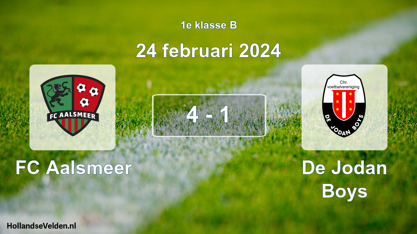 Total number of matches played: FC Aalsmeer - De Jodan Boys 4 - 1 (24 February 2024)