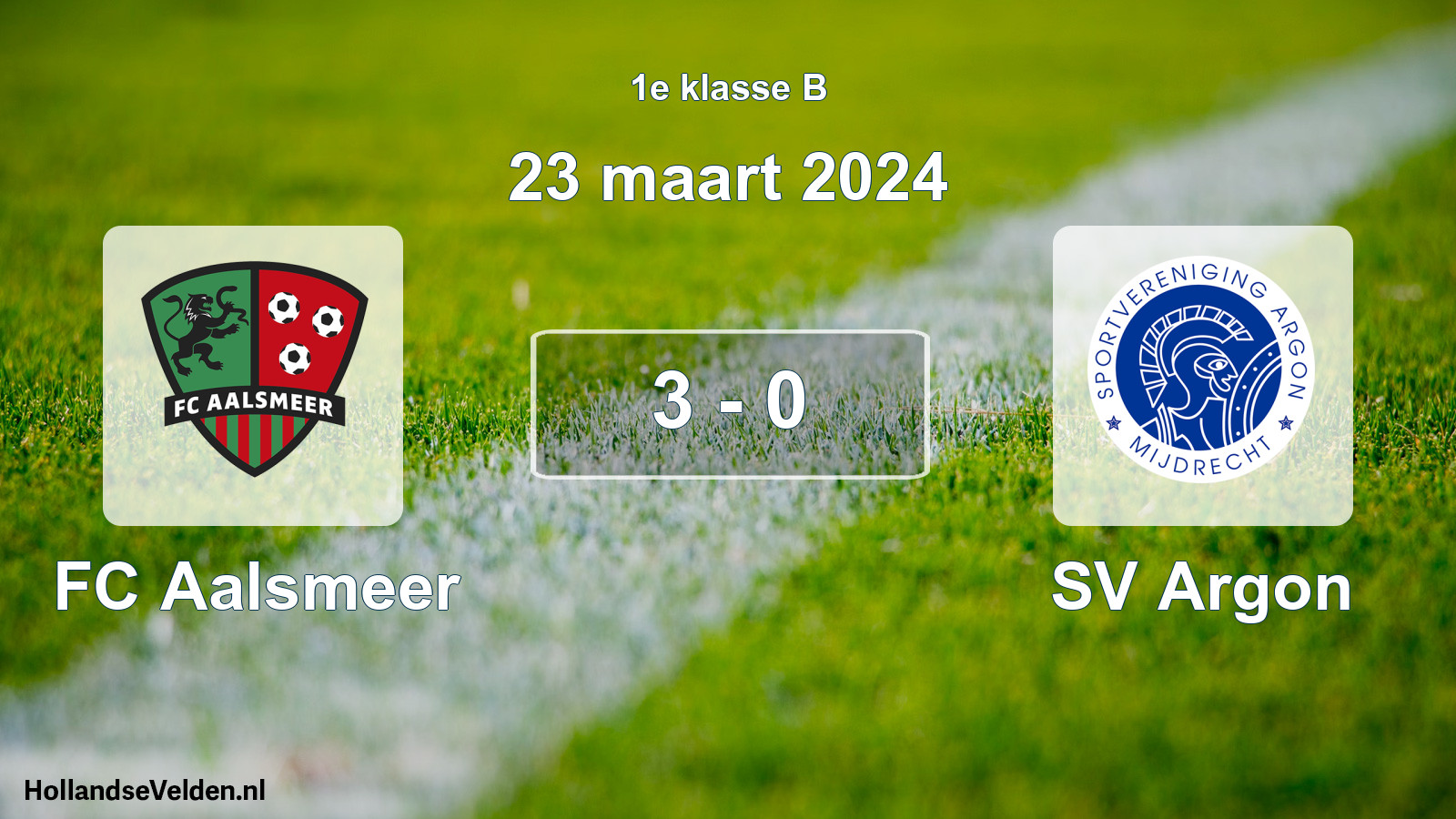 Total number of matches played: FC Aalsmeer - SV Argon 3 - 0 (23 March 2024)