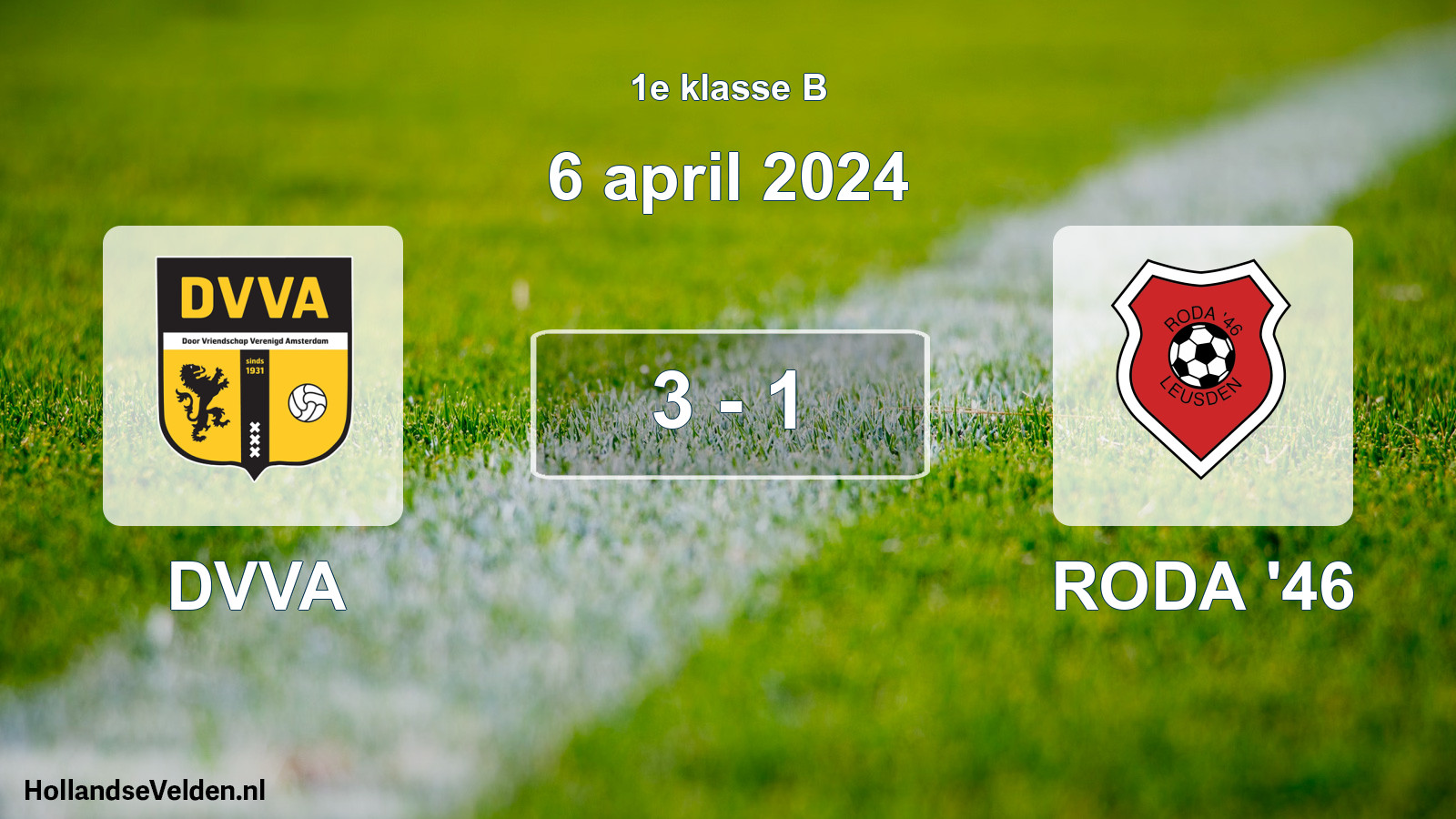 Total number of matches played: DVVA - RODA '46 3 - 1 (6 April 2024)