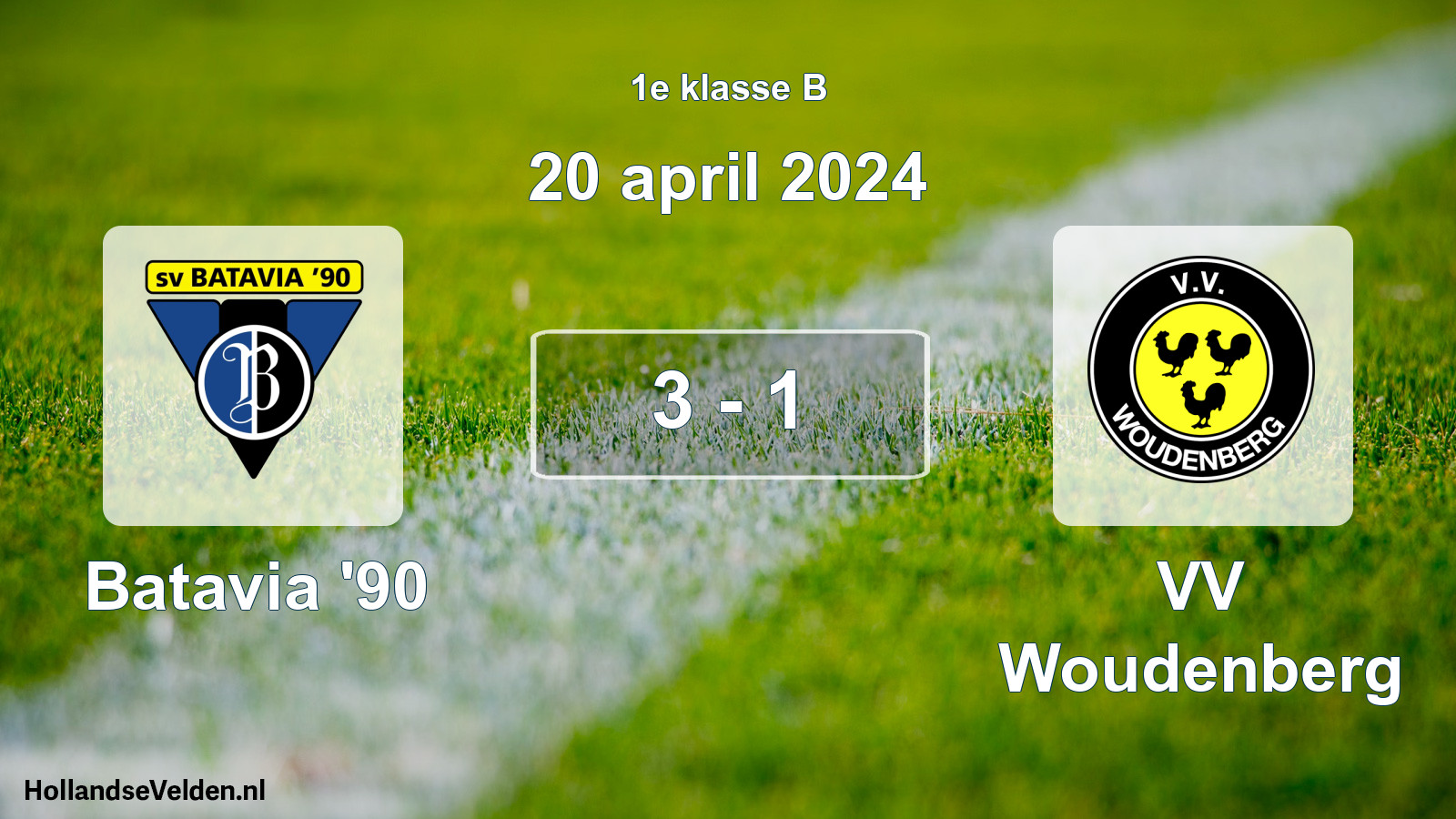 Total number of matches played: Batavia '90 - VV Woudenberg 3 - 1 (20 April 2024)