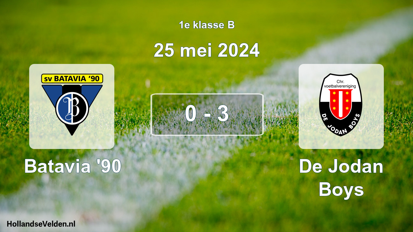 Total number of matches played: Batavia '90 - De Jodan Boys 0 - 3 (25 May 2024)