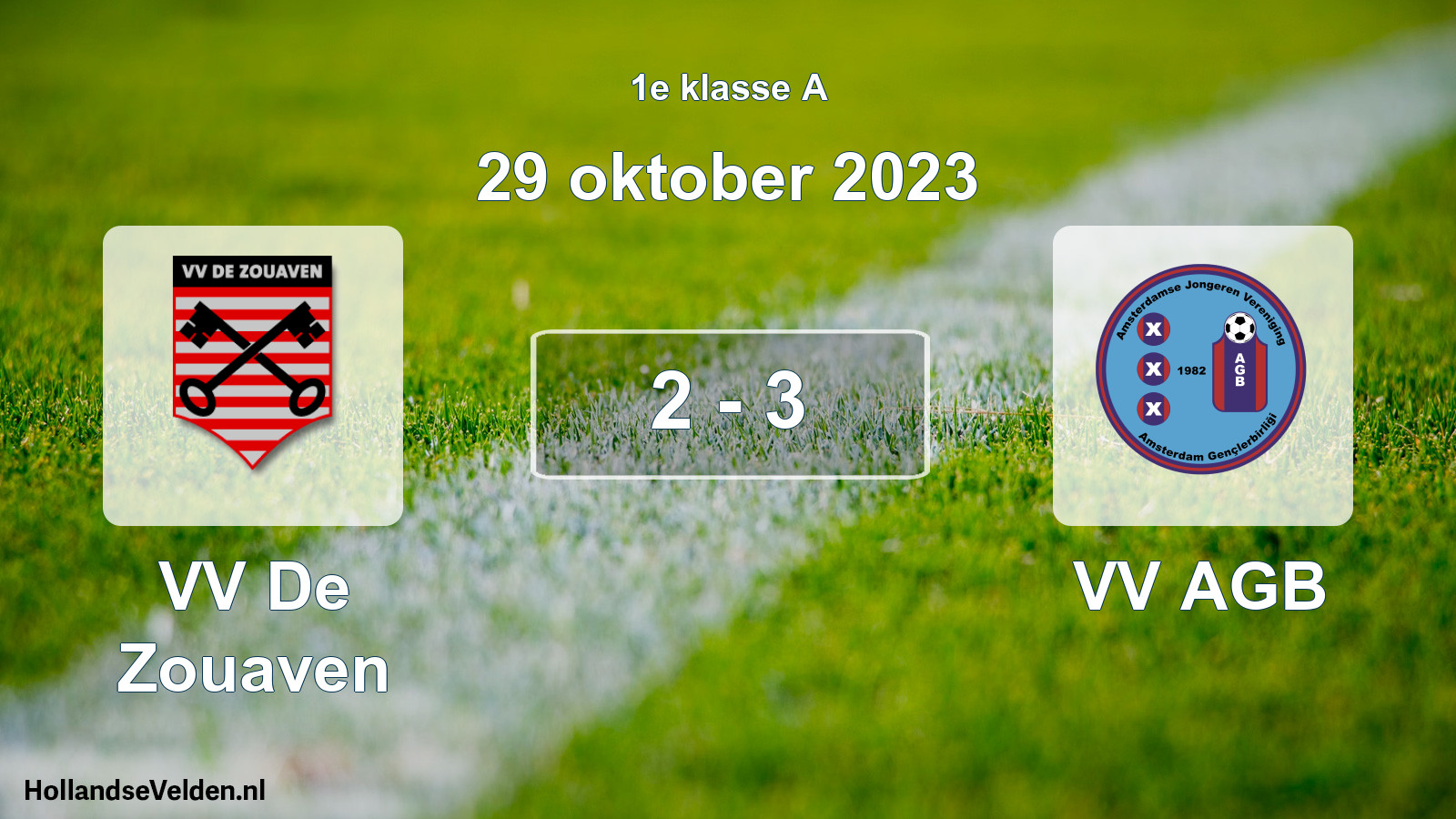 Total number of matches played: VV De Zouaven - VV AGB 2 - 3 (29 October 2023)