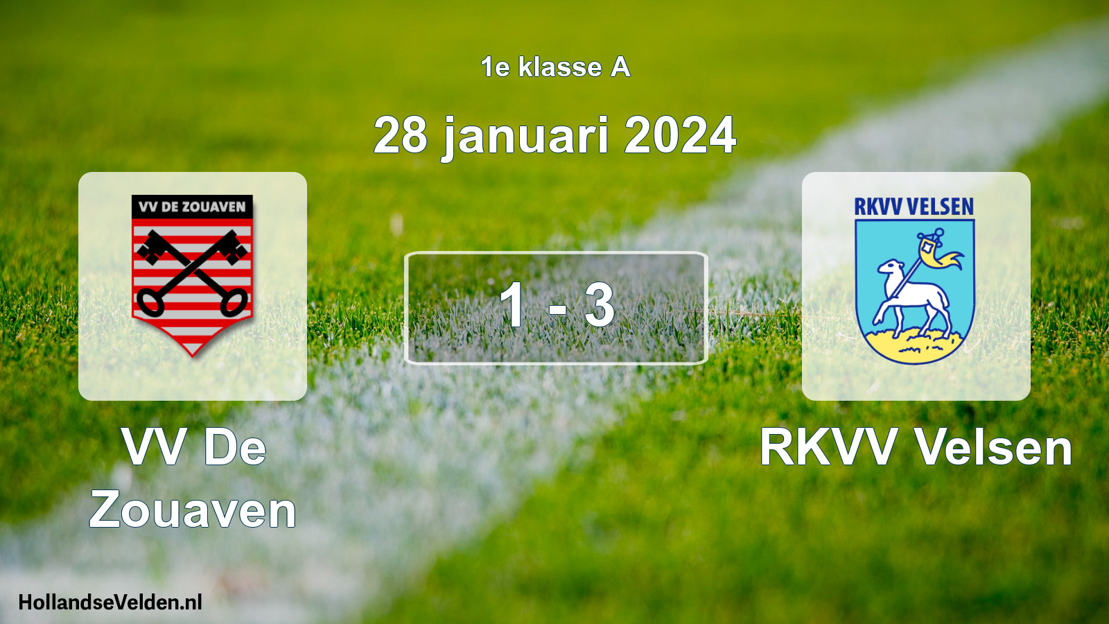 Total number of matches played: VV De Zouaven - RKVV Velsen 1 - 3 (28 January 2024)
