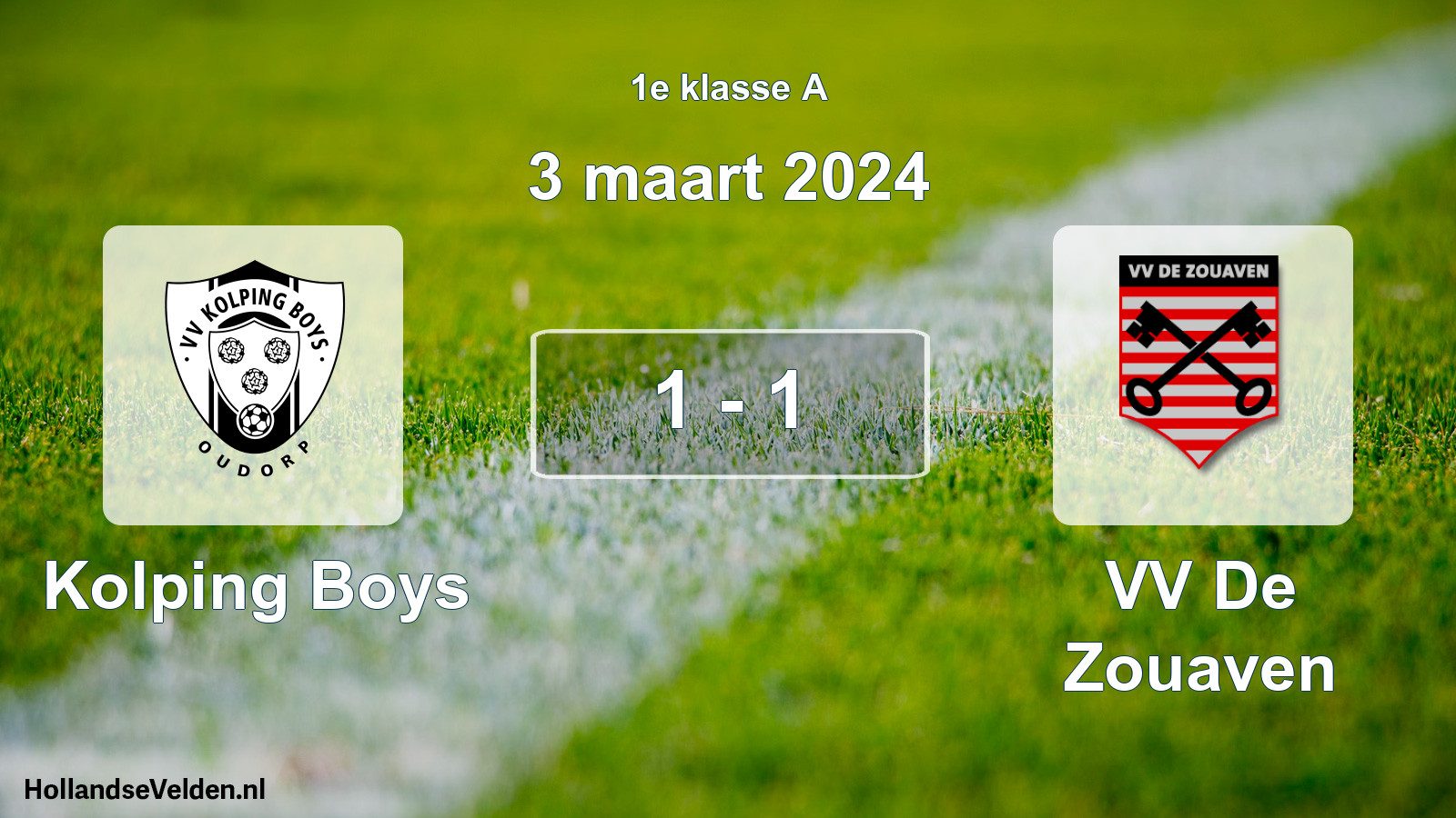 Total number of matches played: Kolping Boys - VV De Zouaven 1 - 1 (3 March 2024)